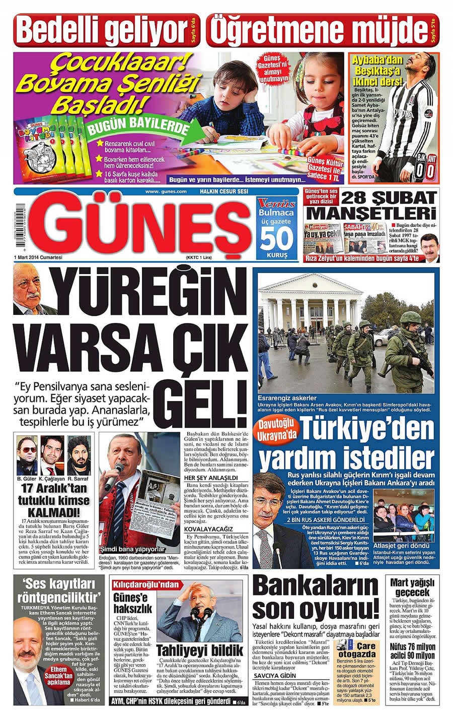 1 Mart gazete manşetleri galerisi resim 9