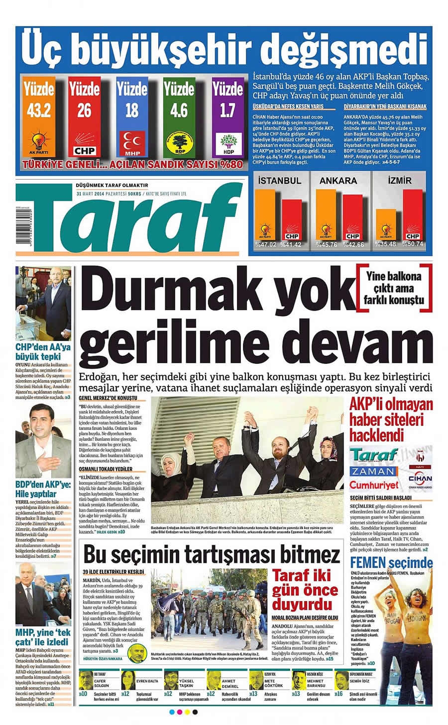 31 Mart gazate manşetleri galerisi resim 25