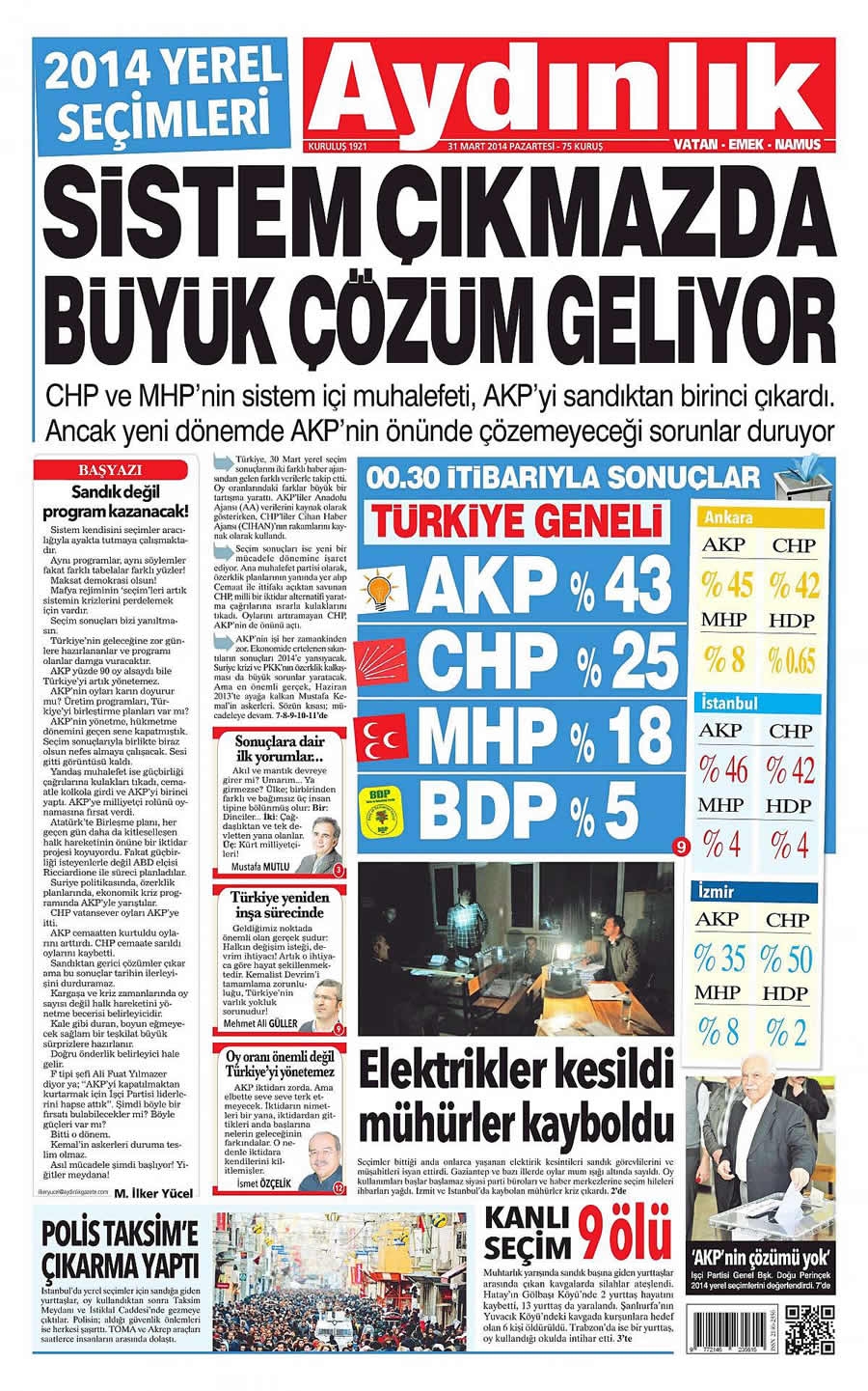 31 Mart gazate manşetleri galerisi resim 3