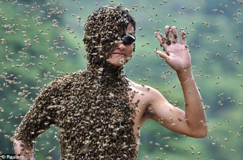 Vücudunu tam 50 bin arıyla kapladı galerisi resim 2