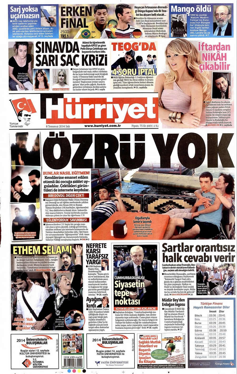 8 Temmuz Gazete Manşetleri galerisi resim 9