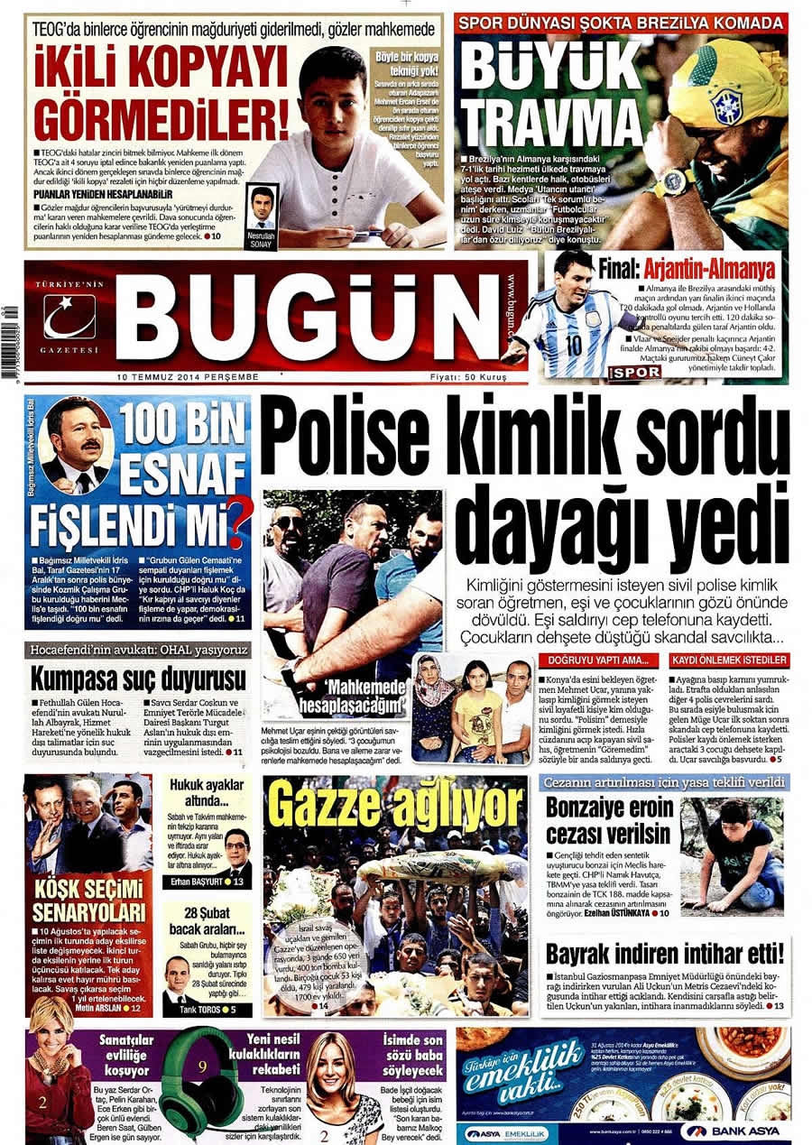 10 Temmuz Gazete Manşetleri galerisi resim 3