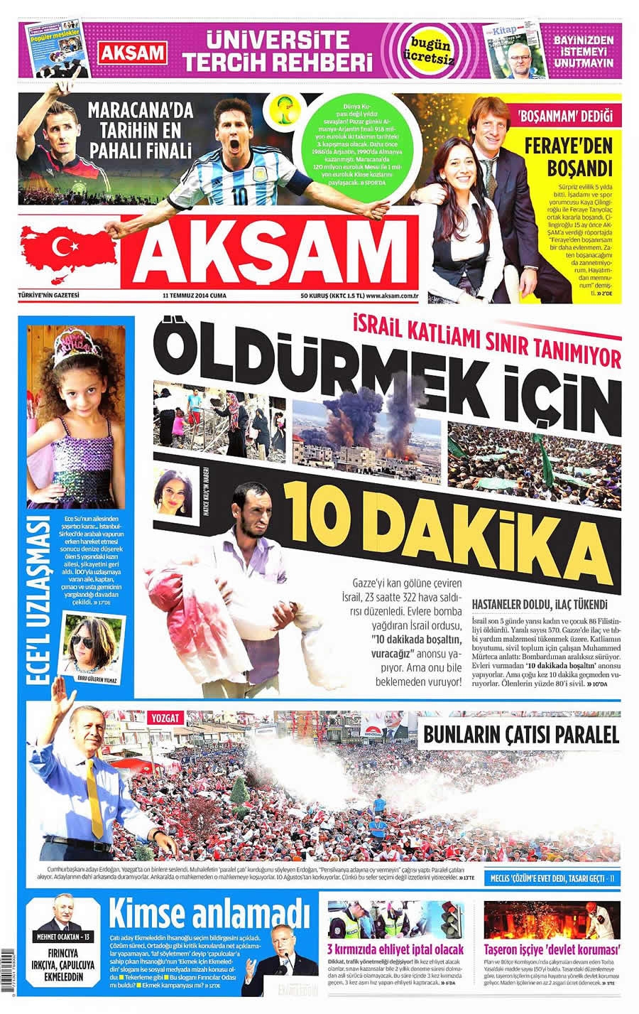 11 Temmuz Gazete Manşetleri galerisi resim 1