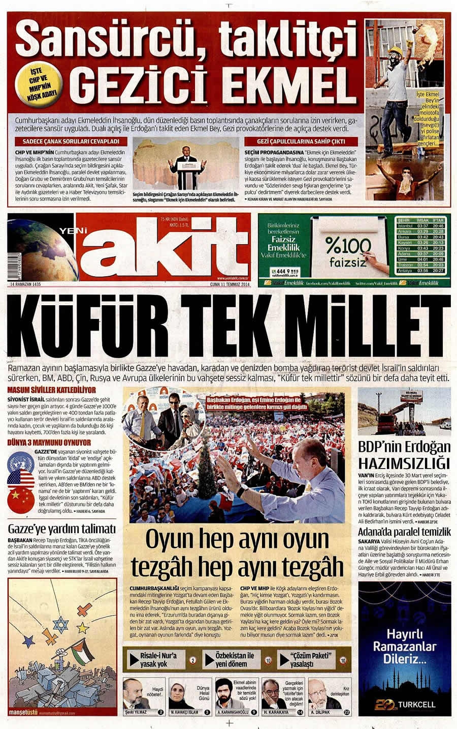 11 Temmuz Gazete Manşetleri galerisi resim 23