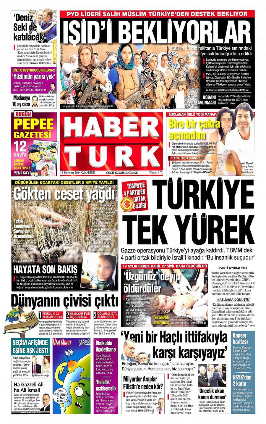 İsrail'in vahşeti 19 Temmuz gazete manşetlerinde galerisi resim 10