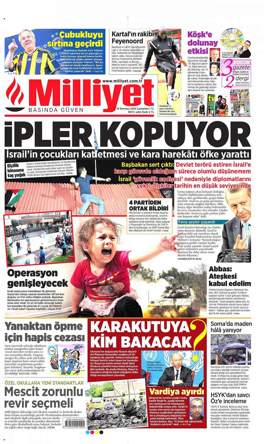 İsrail'in vahşeti 19 Temmuz gazete manşetlerinde galerisi resim 14