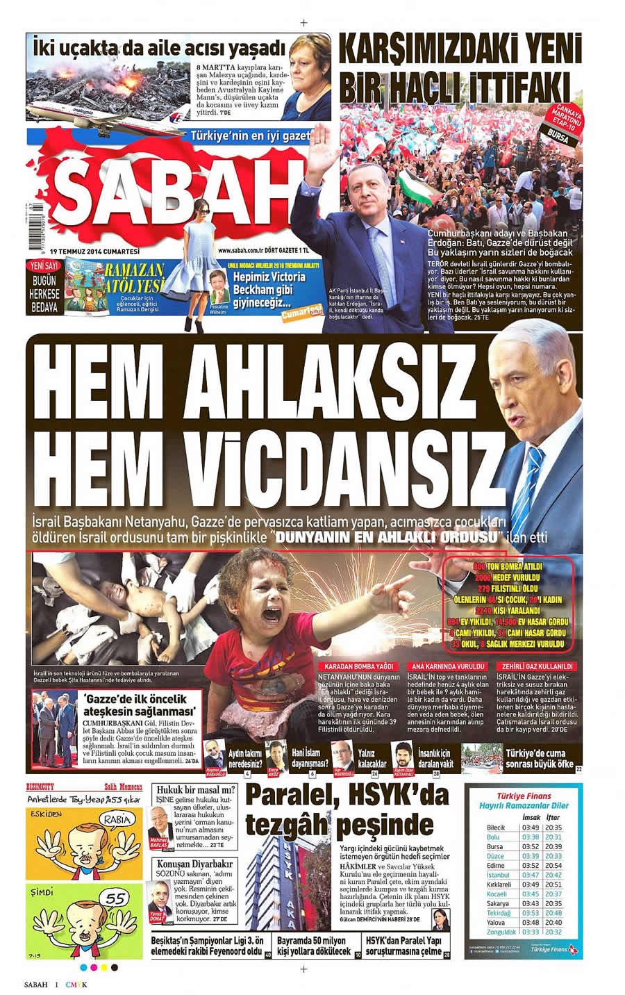 İsrail'in vahşeti 19 Temmuz gazete manşetlerinde galerisi resim 18