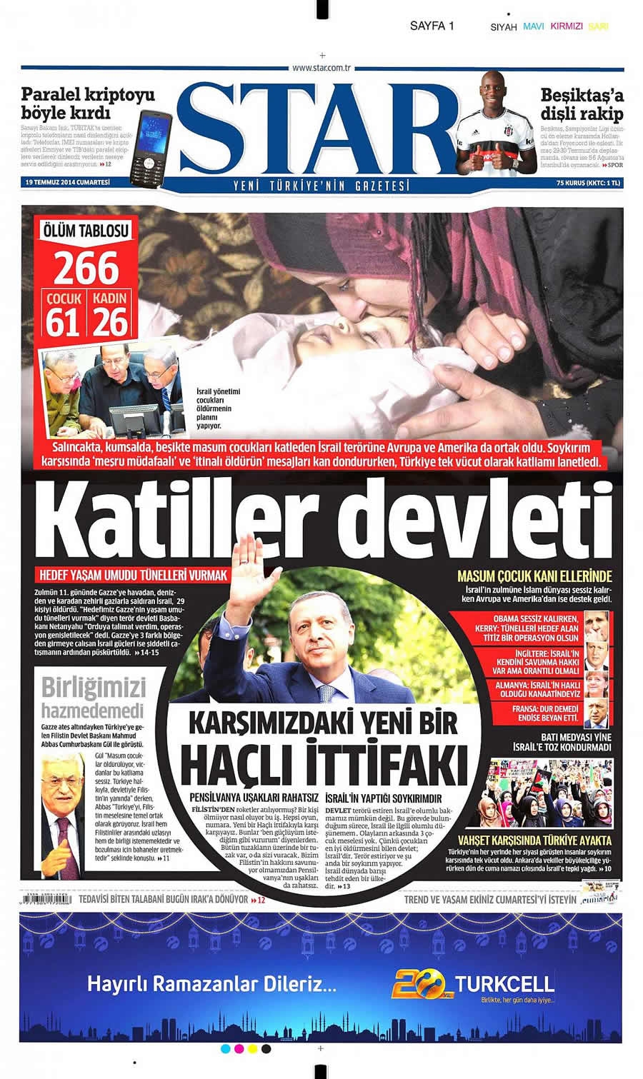 İsrail'in vahşeti 19 Temmuz gazete manşetlerinde galerisi resim 21