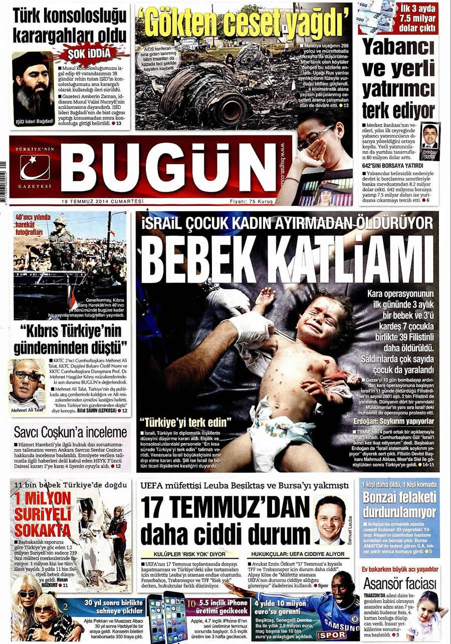 İsrail'in vahşeti 19 Temmuz gazete manşetlerinde galerisi resim 4