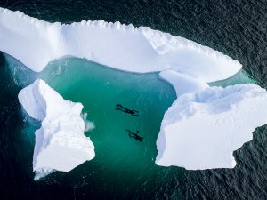 Buz gibi sulara daldı