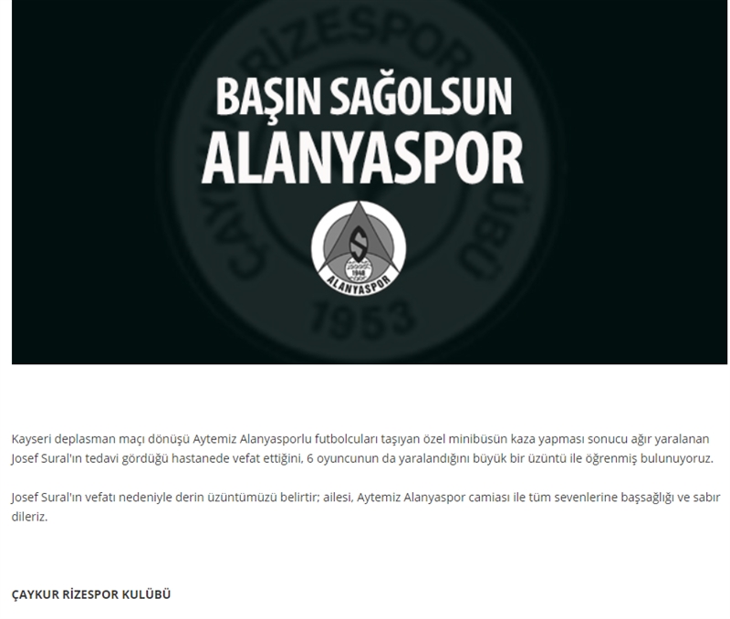 Spor camiasından Josef Sural için başsağlığı mesajları galerisi resim 12