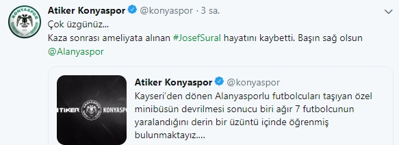 Spor camiasından Josef Sural için başsağlığı mesajları galerisi resim 8