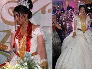 Geline 5 kilo altın taktılar... Kolunda yer kalmadı