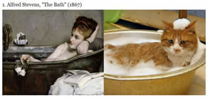 Kediler sanat eserlerini taklit ederse