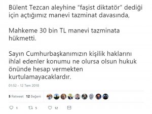 CHP’li Tezcan’a Cumhurbaşkanı Erdoğan’a hakaretten 30 bin TL’lik ceza