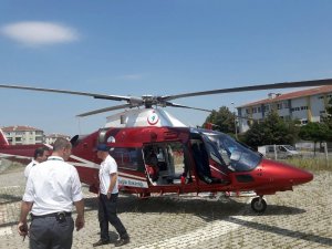 Yaralı işçi helikopterle hastaneye sevk edildi