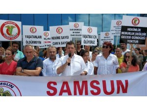 Samsun’da sağlıkçılar, sağlıkta şiddete tepki için eylem yaptı