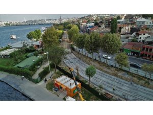 Eminönü Alibeyköy tramvay hattı inşaatında  son durum havadan görüntülendi