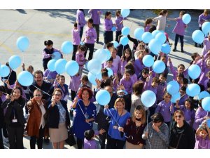 Diyabete karşı öğrencilerden mavi balon