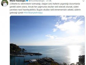 Vali Karaloğlu’ndan tatil isteyen öğrencilere güneşli Antalya cevabı