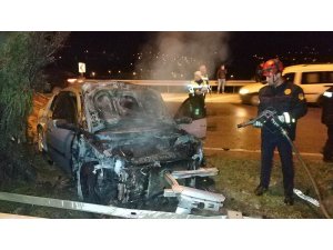 Samsun’da kaza yapan otomobil yandı, sürücü kayıp