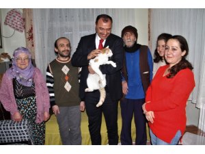 Evinde 58 kediye bakan Nuriye teyzeye, Vali Kaldırım’dan destek