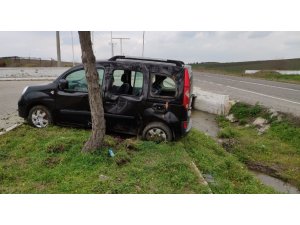 Ağaca çarpan araç sürücüsü yaralandı