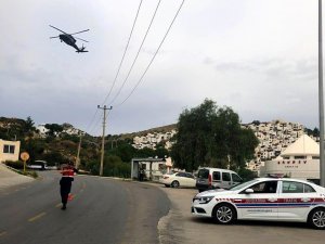 Jandarma’dan Bodrum’da helikopterli trafik denetimi