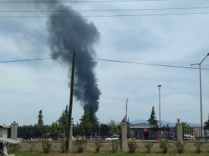 Turşu fabrikasının bahçesinde çıkan yangın korkuttu