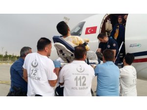 3.derecede yanığı olan hasta ambulans uçakla İzmir’e nakledildi