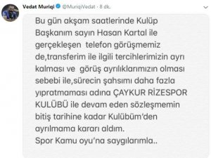 Vedat Muriqi: “Kulübümden ayrılmama kararı aldım”