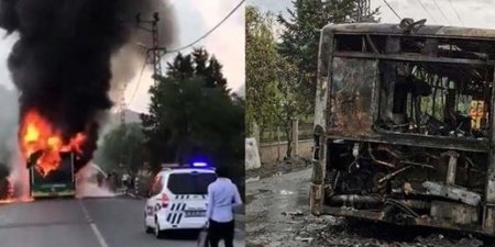 İstanbul'da faciadan dönüldü! Otobüs alev alev yandı
