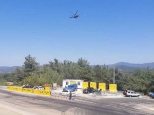 Çanakkale’de helikopter ile havadan trafik denetimi