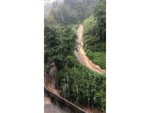 Rize’nin Derepazarı ilçesinde etkili olan yağış hayatı olumsuz etkiledi