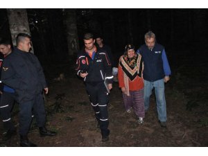 Ormanlık alanda kaybolan kadın 4 saat süren çalışma sonrasında bulundu