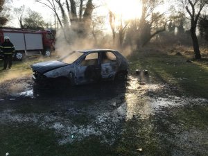 Elektrik aksamından çıkan yangın otomobili kül etti