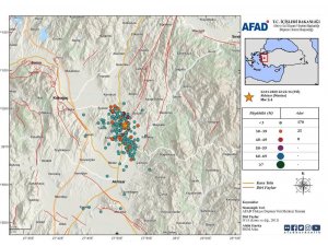 AFAD: "Manisa Akhisar’da meydana gelen 5,4 büyüklüğündeki deprem, Gelenbe sağ yönlü doğrultu atımlı fay üzerinde gelişmiş olup, 09.25 itibarıyla 212 adet artçı deprem olmuştur. En büyüğü 4,3 olmak üzere 4,0’den büyük 8 