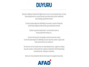 AFAD: "Yardım malzemelerinin toplama ehliyetinin AFAD Başkanlığı koordinesinde olduğunu hatırlatırız”