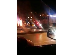 Taksi durağında yangın