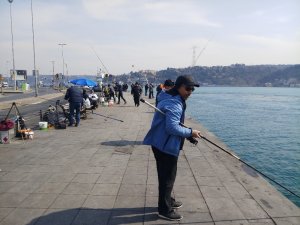 Balıkçılar öğle saatlerinde Arnavutköy sahiline akın etti