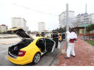 Şahinbey’deki taksiler ve taksi durakları dezenfekte edildi
