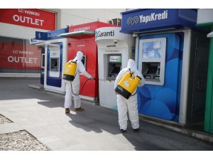 Haliliye’de ATM’ler dezenfekte ediliyor