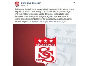 Sivasspor’dan Galatasaray ve Kayserispor’a geçmiş olsun mesajı