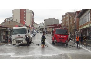 Ahlat’ta cadde ve sokaklar ilaçlı suyla yıkanıyor