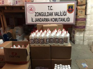 Zonguldak’ta 768 adet 1 litrelik sahte dezenfektan ele geçirildi