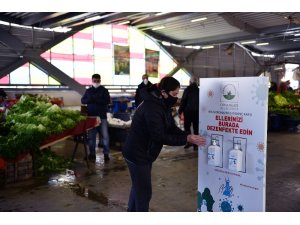 Osmangazi Belediyesi’nden pazar yerlerine el dezenfektanı