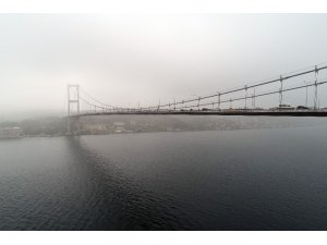 Sis altındaki 15 Temmuz Şehitler köprüsü havadan görüntülendi