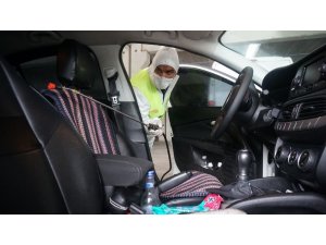 İzmit’te taksiler dezenfekte edildi