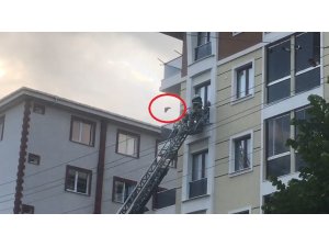 Balkona sıkışan güvercini itfaiye kurtardı