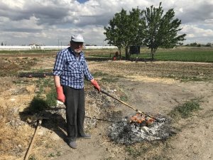 Konya’da 65 yaş üzeri vatandaşlar vaktini bahçesinde değerlendiriyor